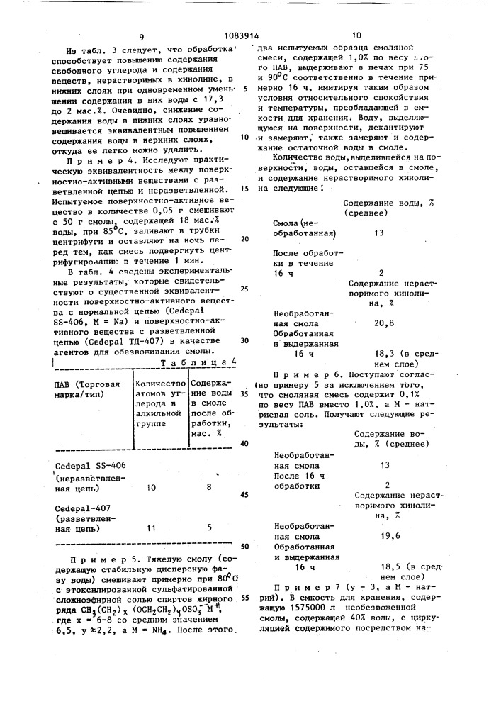 Способ обработки стабильной эмульсии каменноугольной смолы (патент 1083914)