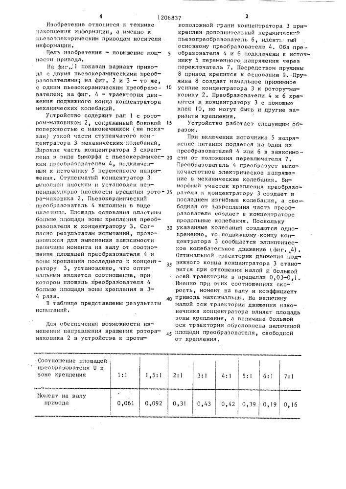 Привод лентопротяжного механизма (патент 1206837)