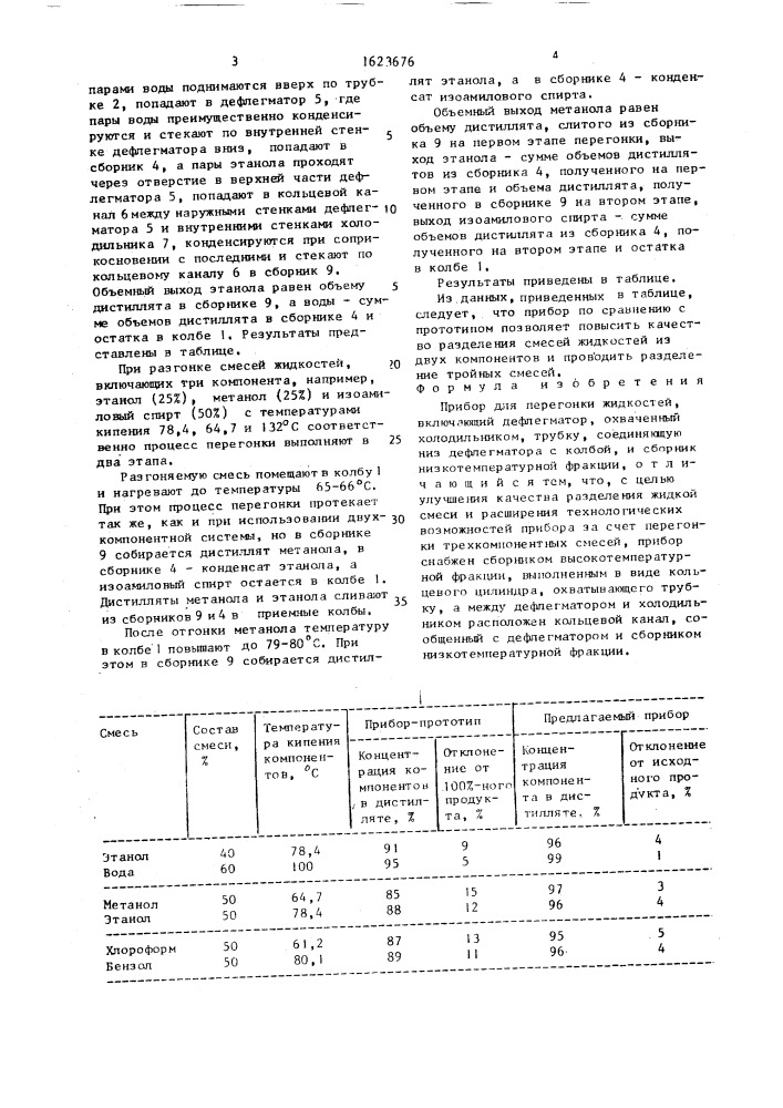 Прибор для перегонки жидкостей (патент 1623676)