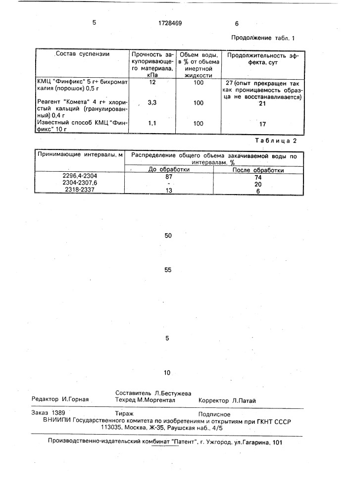 Способ селективной изоляции высокопроницаемых интервалов пласта (патент 1728469)