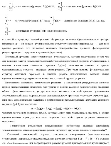 Функциональные структуры параллельно-последовательных сквозных переносов fj+1(  )+ и fj(  )+ в условно &quot;i&quot; &quot;зоне формирования&quot; для корректировки результирующей предварительной суммы первого уровня аргументов частичных произведений параллельно-последовательного умножителя f ( ) позиционного формата множимого [mj]f(2n) и множителя [ni]f(2n) (варианты) (патент 2431886)