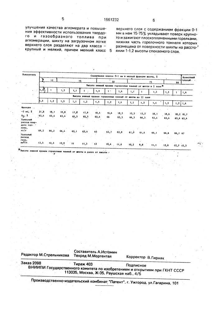 Способ производства агломерата (патент 1661232)