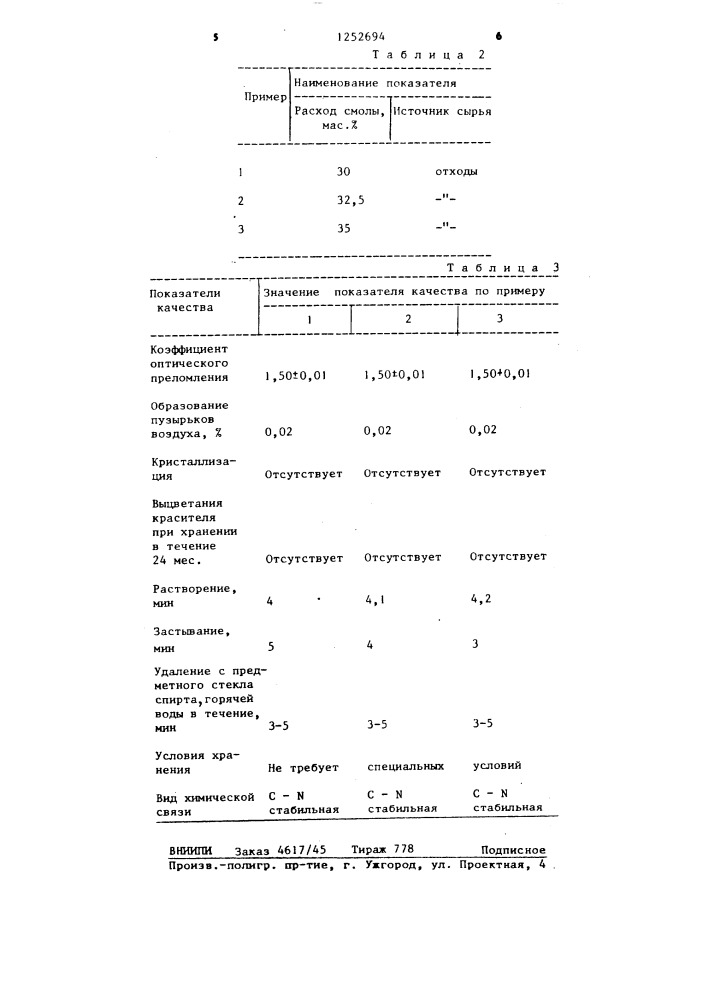 Состав для заключения гистологических срезов (патент 1252694)