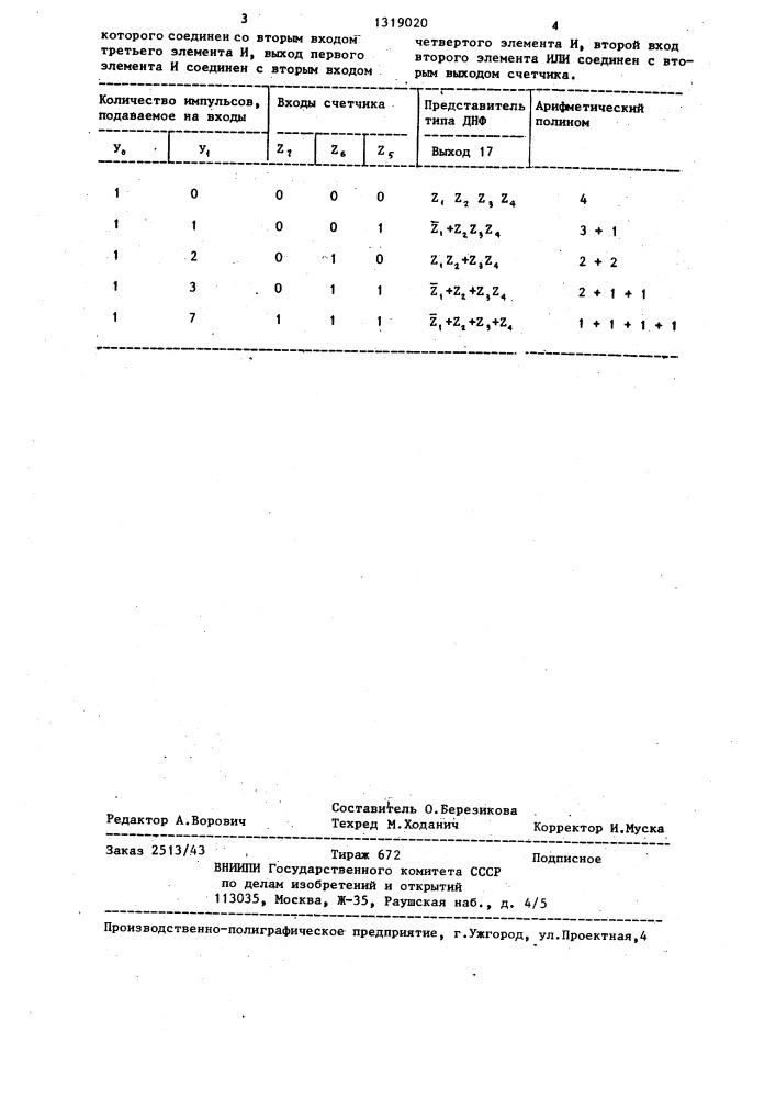 Многофункциональный логический модуль (патент 1319020)