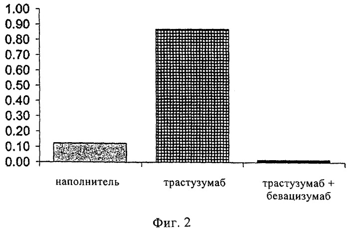 Терапия опухолей с использованием антитела к сосудистому эндотелиальному фактору роста и антитела к рецептуру типа 2 человеческого эпителиального фактора роста (патент 2538664)