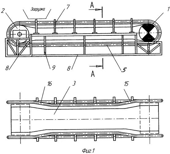 Ленточный конвейер с подвесной лентой (патент 2294879)
