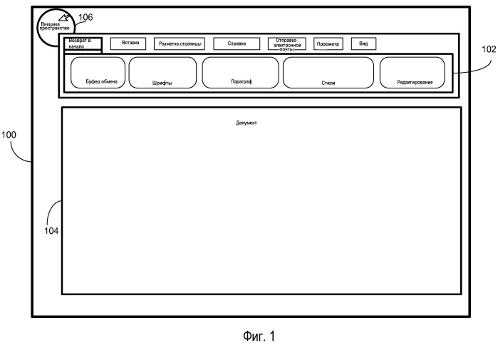 Обмен информацией между пользовательским интерфейсом внутреннего пространства редактора документов и пользовательским интерфейсом внешнего пространства редактора документов (патент 2498391)