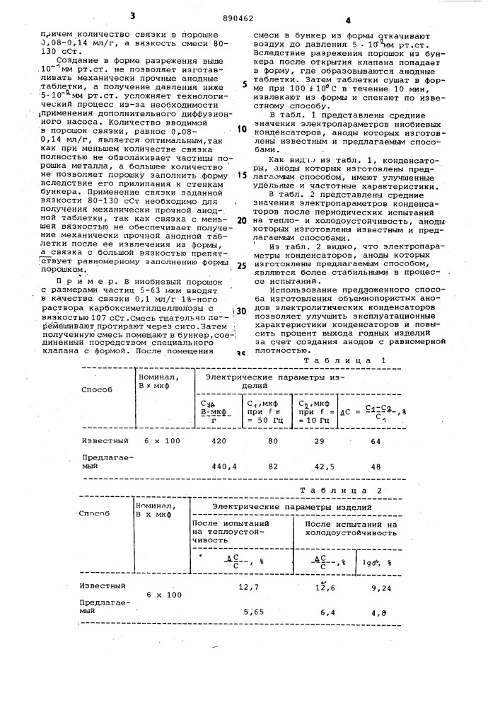 Способ изготовления объемнопористых анодов электролитических конденсаторов (патент 890462)
