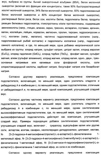 Композиции подсластителя, обладающие повышенной степенью сладости и улучшенными временными и/или вкусовыми характеристиками (патент 2459435)