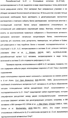 Продуцирование il-21 в прокариотических клетках-хозяевах (патент 2354703)