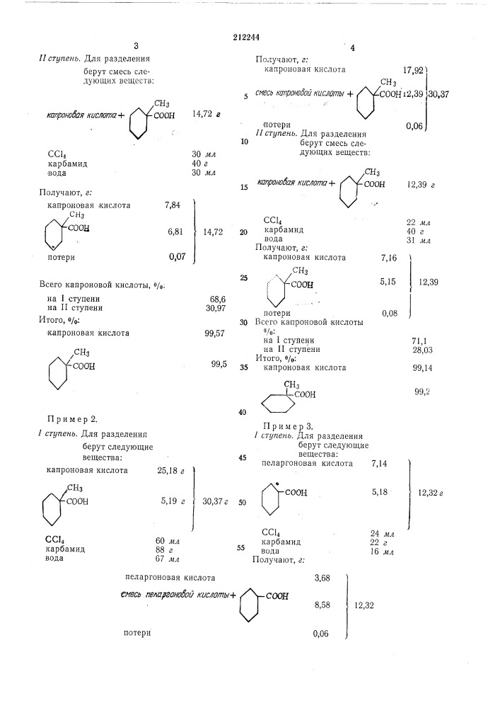 Способ разделения смеси нафтеновых и жирныхкислот (патент 212244)
