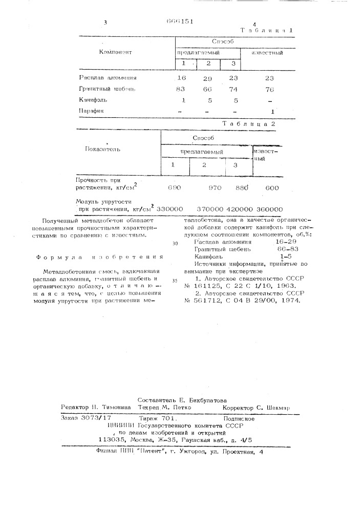 Металлобетонная смесь (патент 666151)