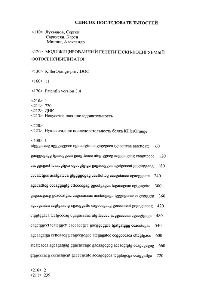 Модифицированный генетически кодируемый фотосенсибилизатор (патент 2599443)