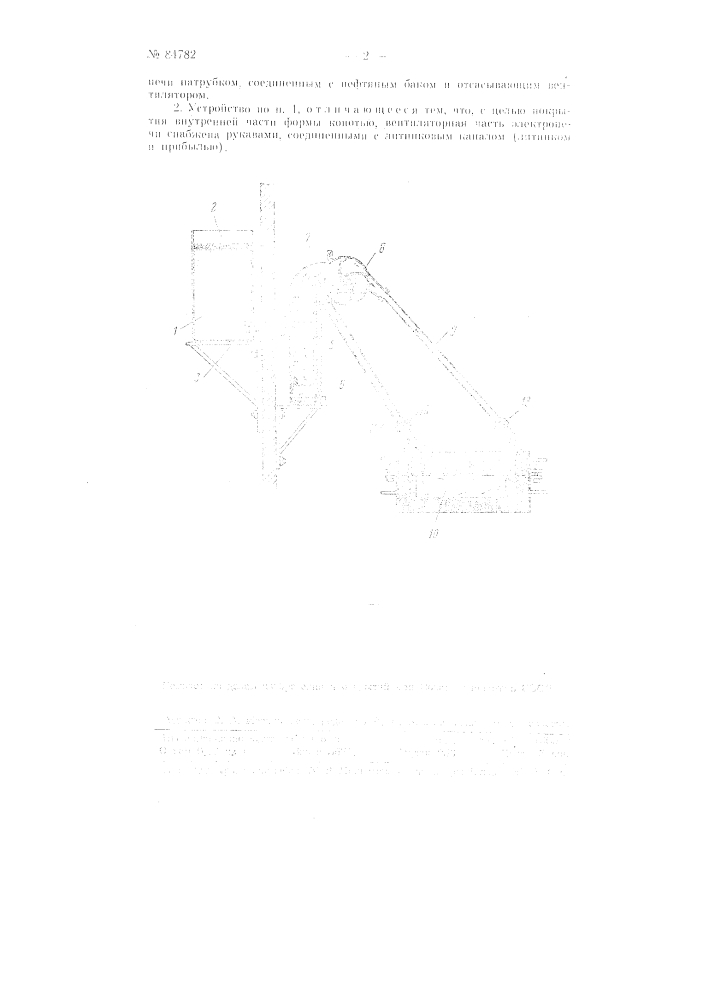 Устройство для покрытия литейных форм копотью (патент 84782)