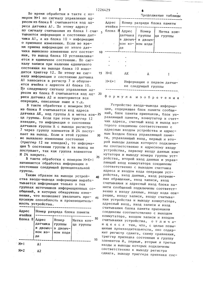 Устройство ввода-вывода информации (патент 1226429)