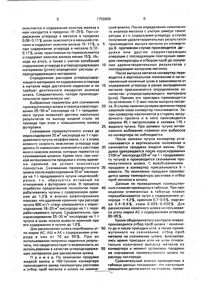 Способ выплавки стали в конвертере (патент 1759886)