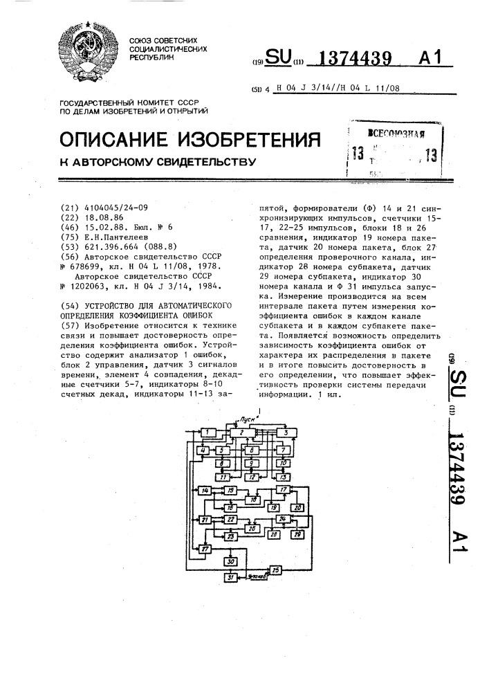 Ошибка в патент. Измеритель коэффициента ошибок. Измеритель коэффициента ошибок ИКО-1.