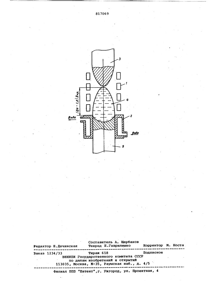 Способ индукционного переплаваметаллов и сплавов (патент 817069)