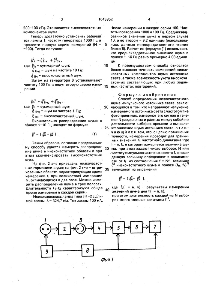 Способ определения низкочастотного шума импульсного источника света (патент 1643952)