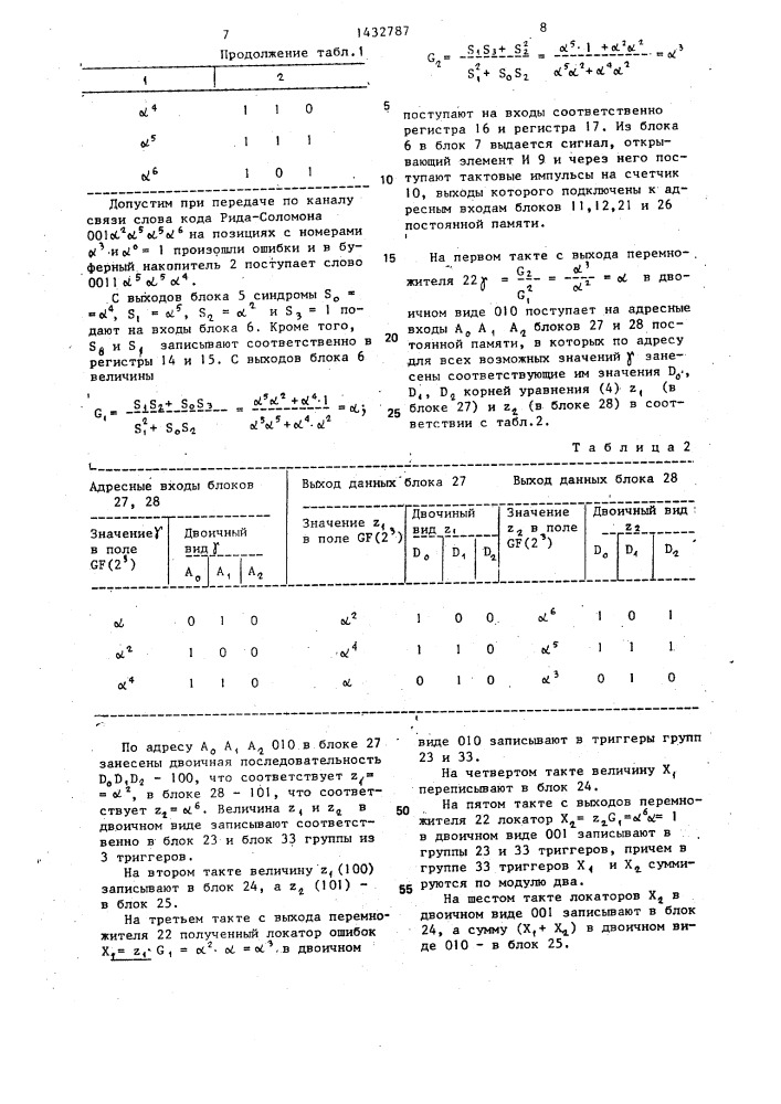 Устройство для исправления ошибок (патент 1432787)