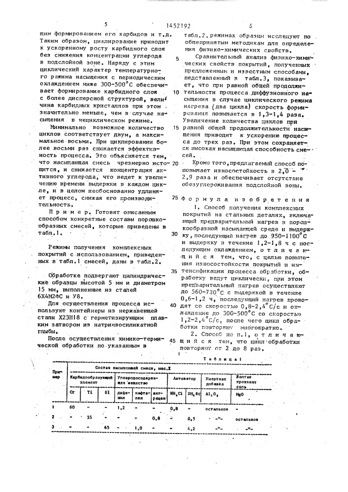 Способ получения комплексных покрытий на стальных деталях (патент 1452192)