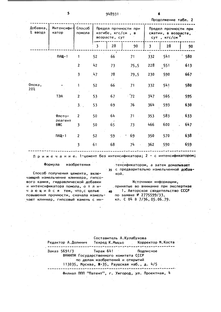 Способ получения цемента (патент 948931)