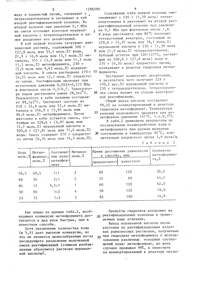 Способ получения муравьиной кислоты (патент 1286590)