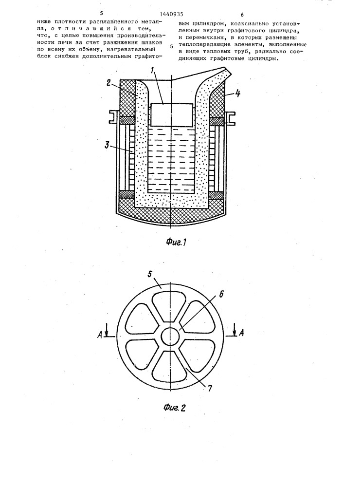 Нагревательный блок для разжигания шлаков при плавке в индукционных печах (патент 1440935)