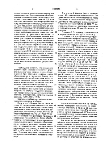 Способ нанесения диффузионного цинкового покрытия на стальные изделия с окисленной поверхностью (патент 2004620)