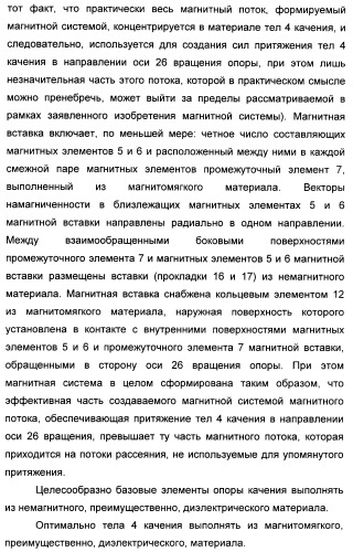 Способ магнитной разгрузки тел качения от действия центробежных сил в опорах вращения и опора вращения для его осуществления (варианты) (патент 2348839)