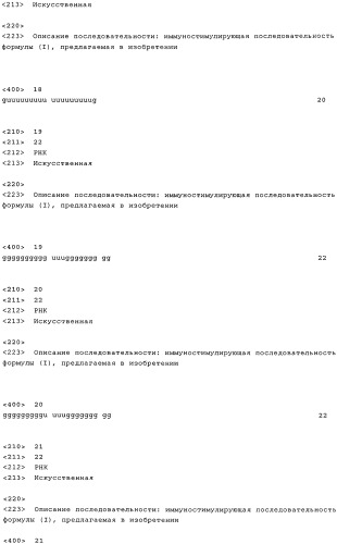 Нуклеиновая кислота формулы (i): glxmgn или (ii): glxmgn, предназначенная для применения прежде всего в качестве иммуностимулятора/адъюванта (патент 2487938)