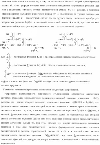 Способ параллельного логического суммирования аналоговых сигналов слагаемых, эквивалентных двоичной системе счисления, и устройство для его реализации (патент 2375742)