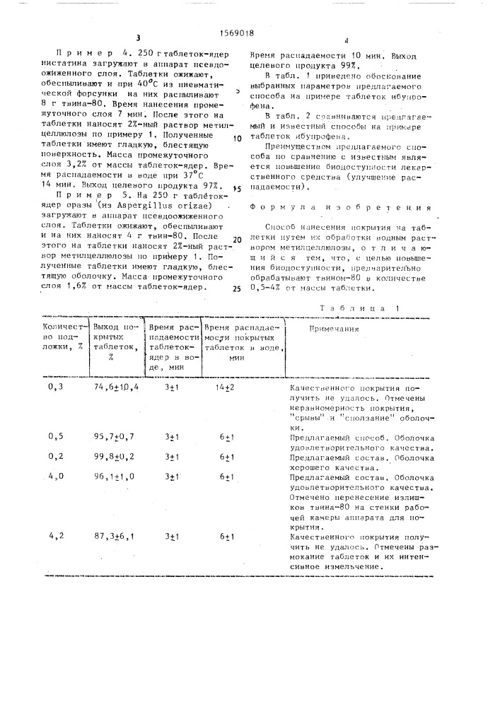 Способ нанесения покрытия на таблетки (патент 1569018)