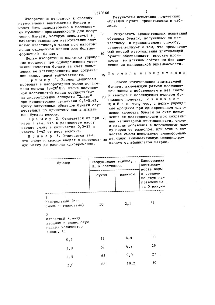 Способ изготовления впитывающей бумаги (патент 1370166)