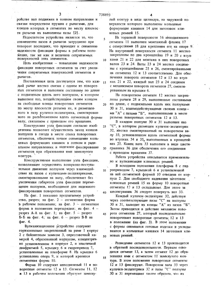 Вулканизационное устройство (патент 738893)