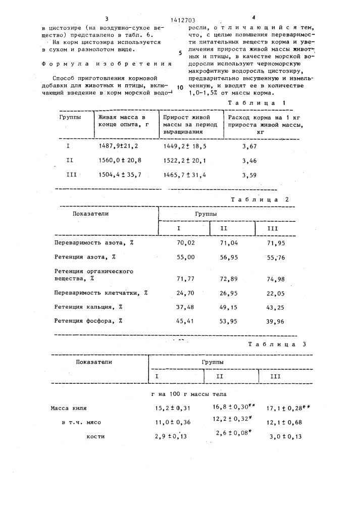 Способ приготовления кормовой добавки для животных и птицы (патент 1412703)