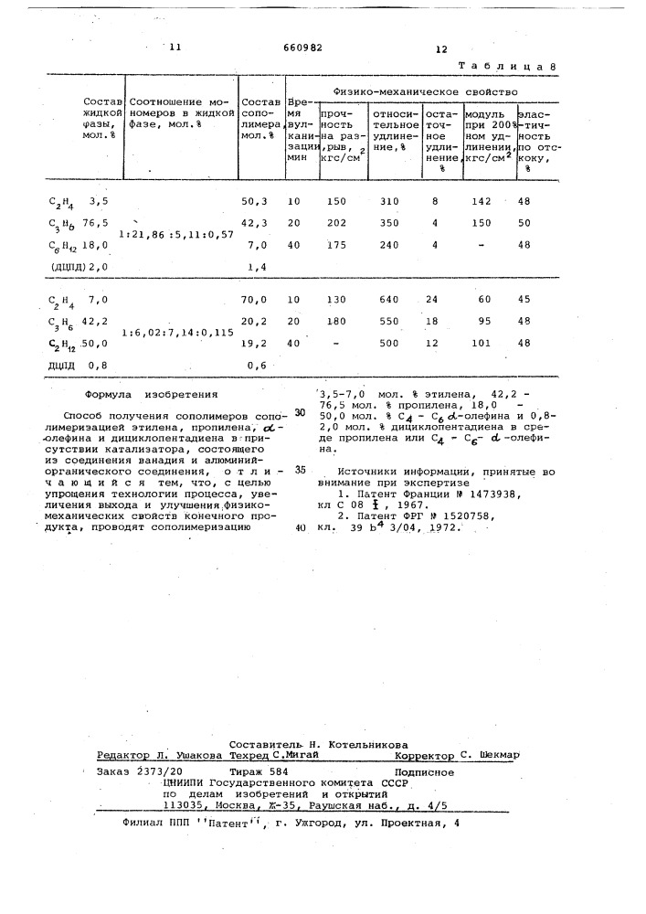 Способ получения сополимеров (патент 660982)