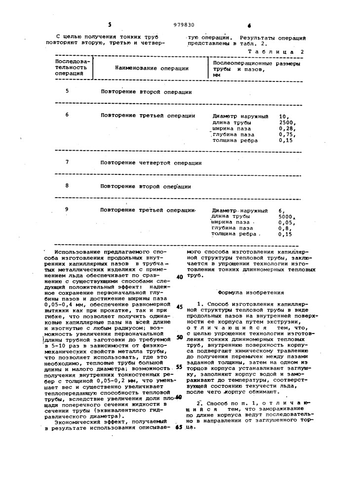 Способ изготовления капиллярной структуры тепловой трубы (патент 979830)