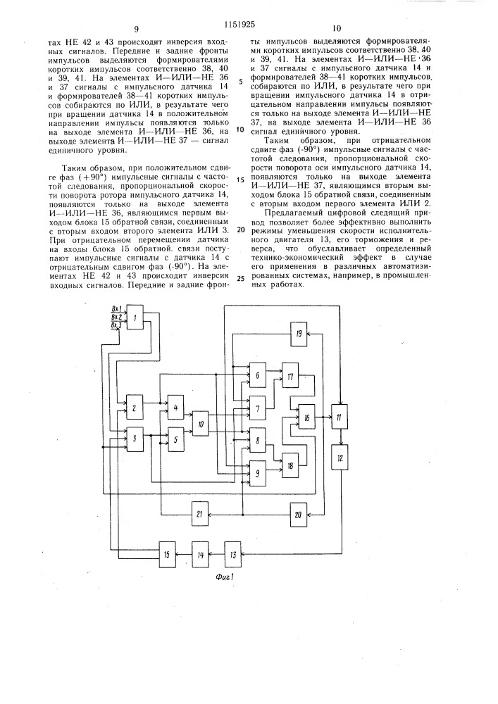 Цифровой следящий привод (патент 1151925)