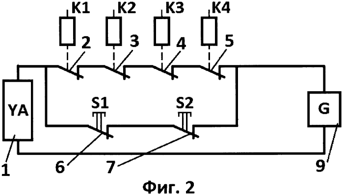 Схема подключения электрического замка для створки запасного выхода (патент 2561844)