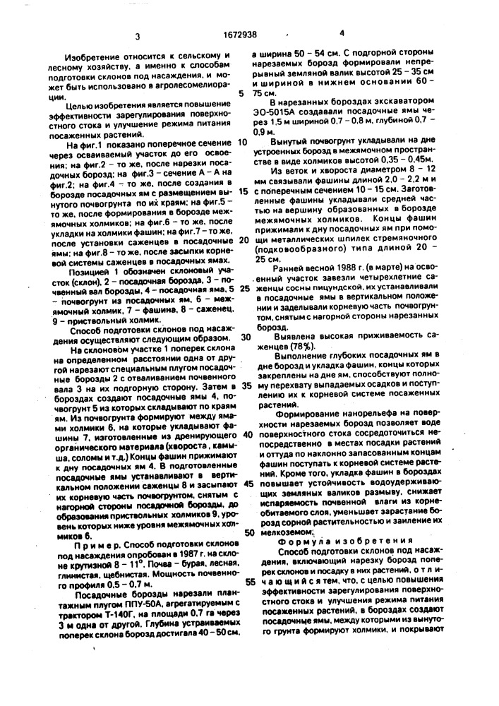 Способ подготовки склонов под насаждения (патент 1672938)