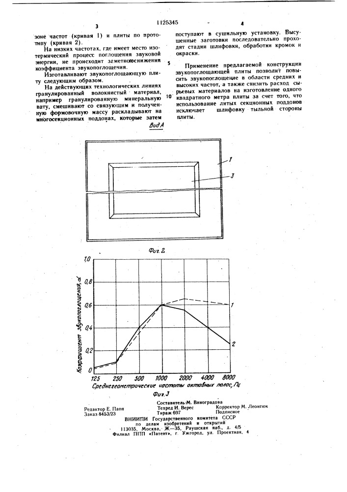 Звукопоглощающая плита (патент 1125345)