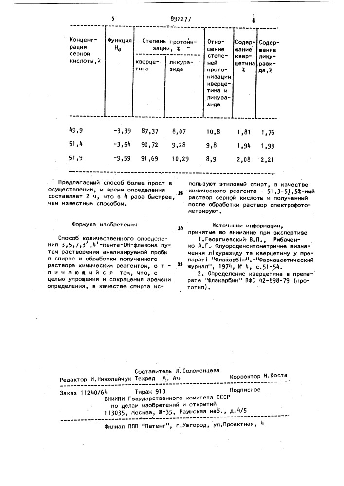 Способ количественного определения 3,5,7,3 ,4 -пента-он- флавона (патент 892277)