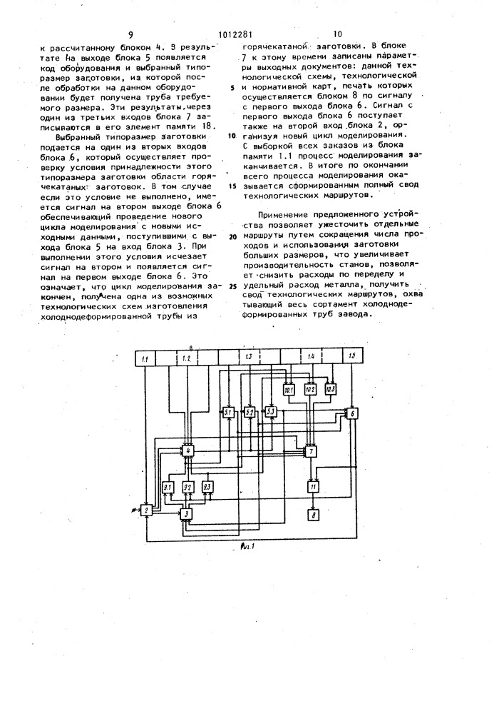 Устройство для моделирования технологических процессов изготовления продукции (патент 1012281)