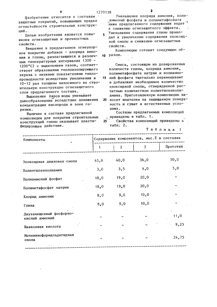 Композиция для покрытия строительных конструкций (патент 1270138)