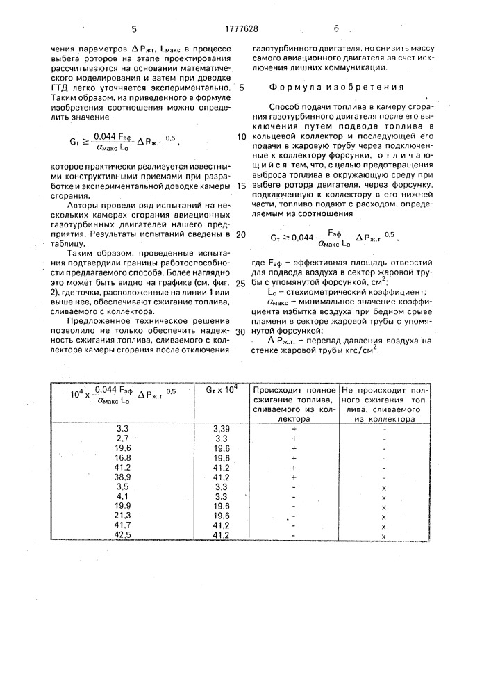 Способ подачи топлива в камеру сгорания газотурбинного двигателя (патент 1777628)