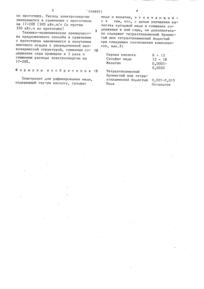 Электролит для рафинирования меди (патент 1468971)