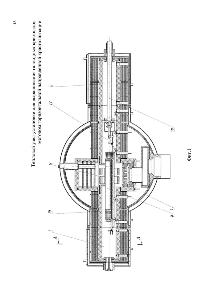 Тепловой узел установки для выращивания галоидных кристаллов методом горизонтальной направленной кристаллизации (патент 2643980)