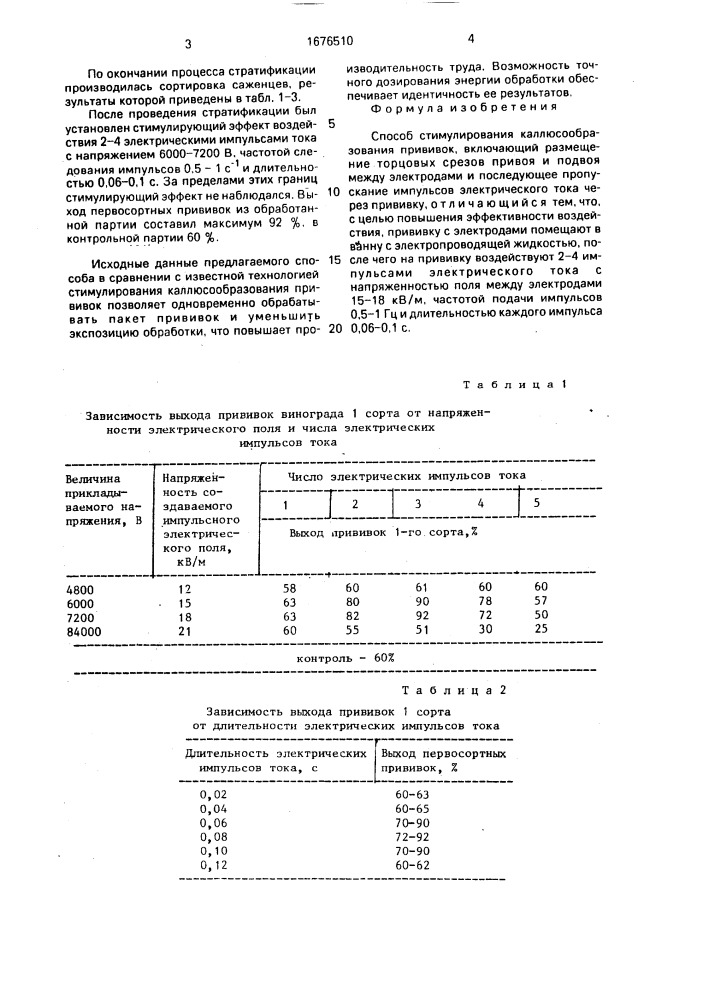 Способ стимулирования каллюсообразования прививок (патент 1676510)