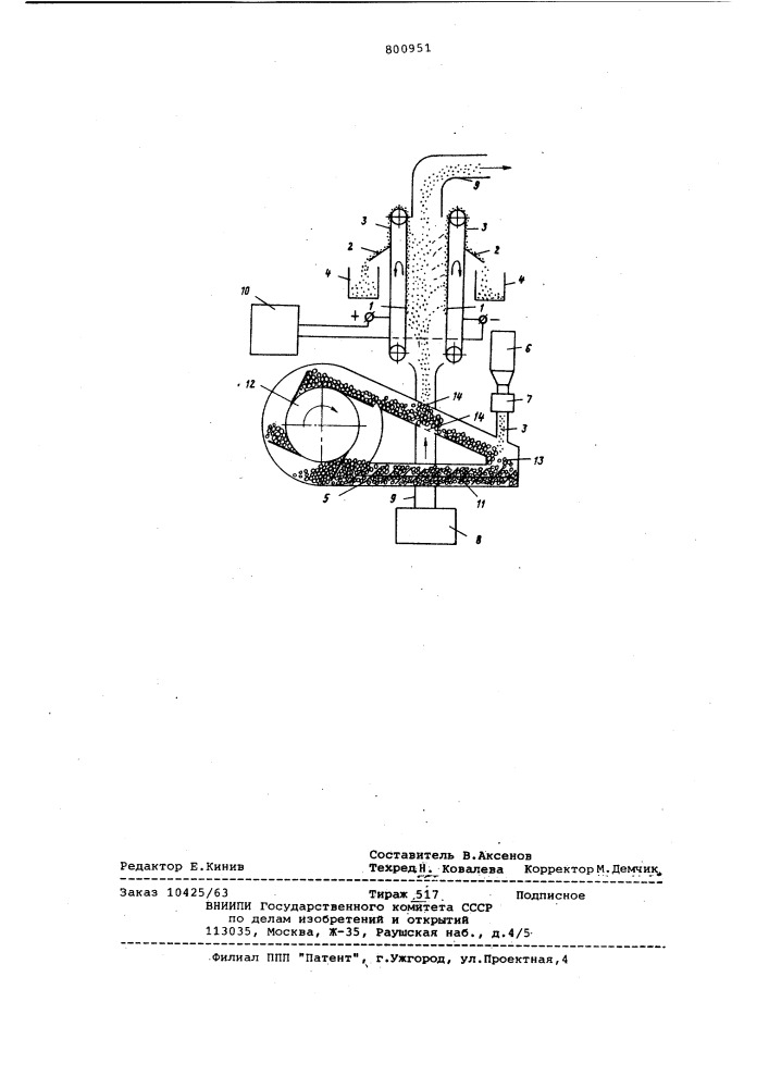 Устройство для сортировки сухогоэлектрографического tohepa (патент 800951)
